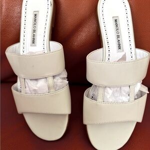 Manolo Blahnik Cream Sandals